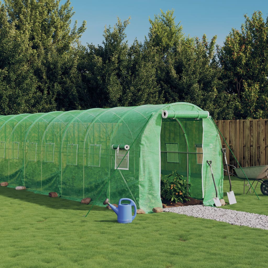 vidaXL Kasvihuone teräsrungolla vihreä 48 m² 24x2x2 m