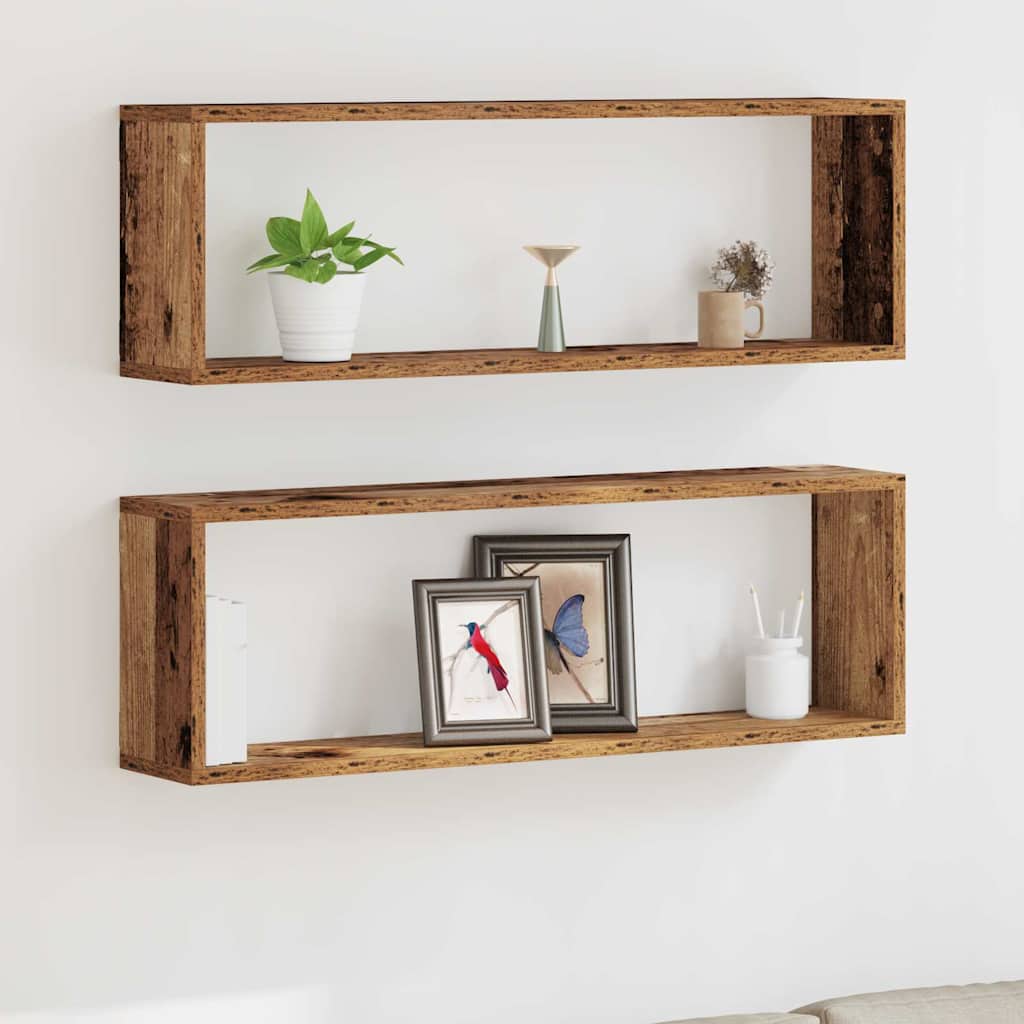 vidaXL Seinähyllyt 2 kpl Vanha puu 80 x 15 x 26 cm