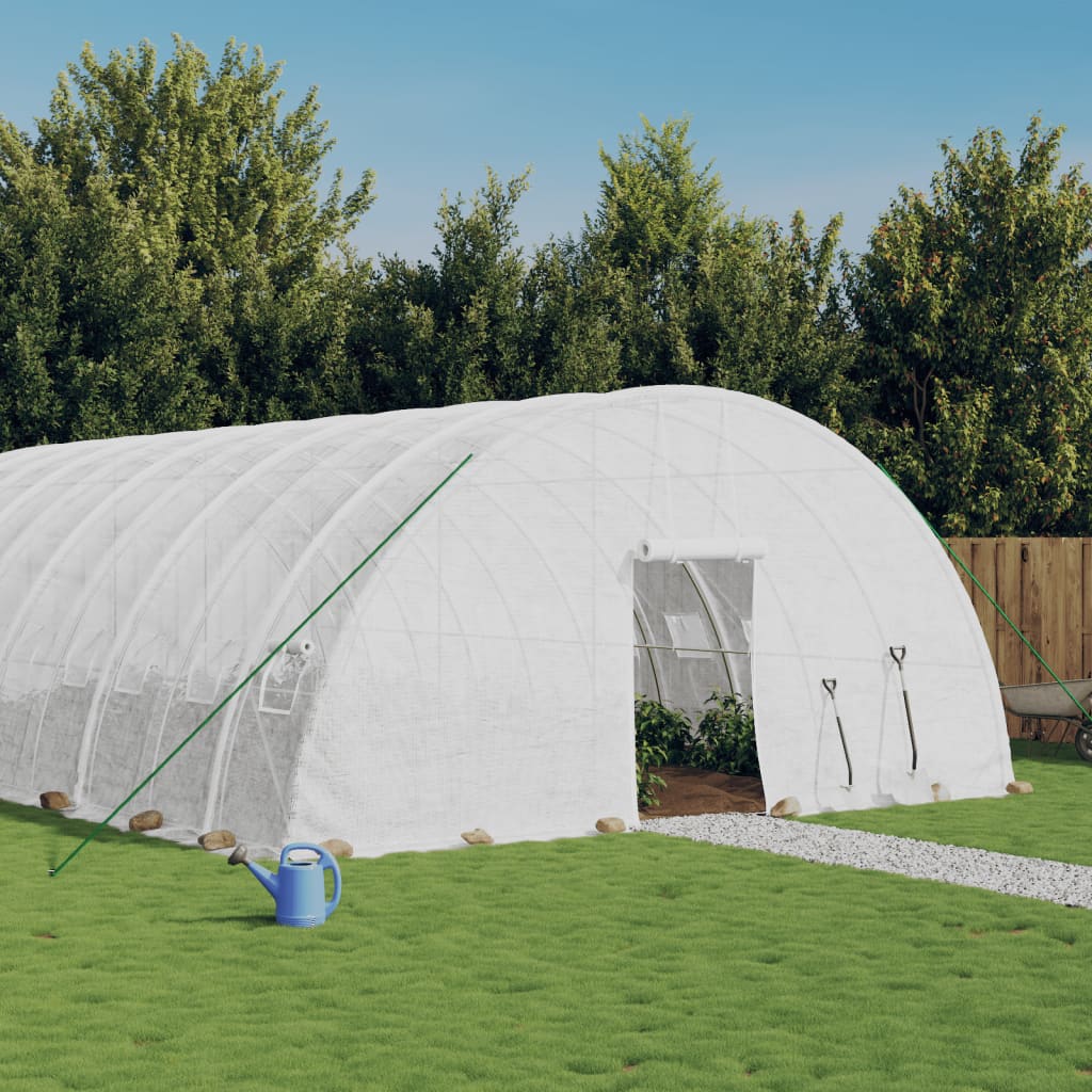 vidaXL Kasvihuone teräsrungolla valkoinen 72 m² 12x6x2,85 m